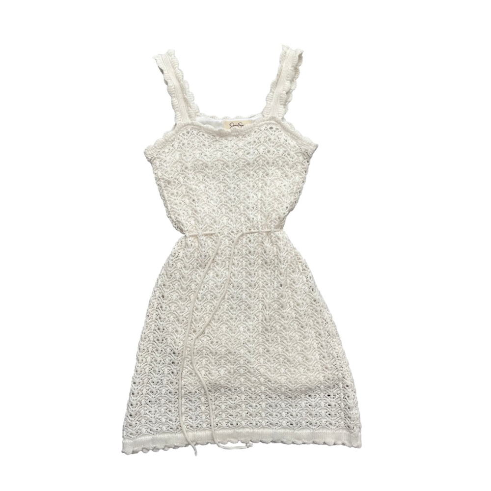 Jessica Simpson White Crochet Mini Dress Women's Medium